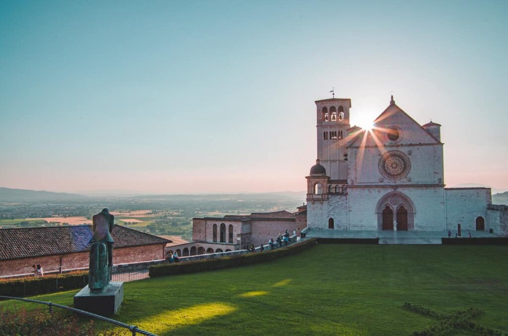 Sunrise over the chapel at Assisi.